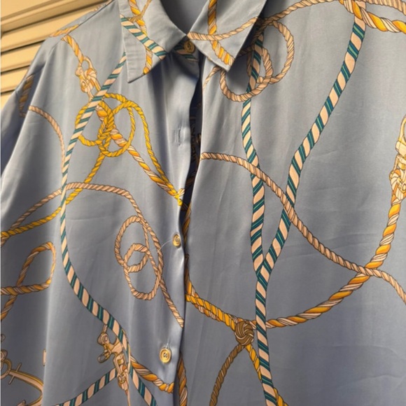 Zara Blue and Gold Rope Pattern Shirt - Picture 4 of 4